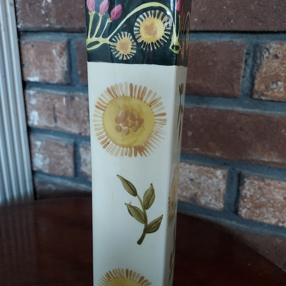 Fiasco Inc Peru Ceramic Rectangular Bud Vase Sun Flowers - Picture 2 of 8